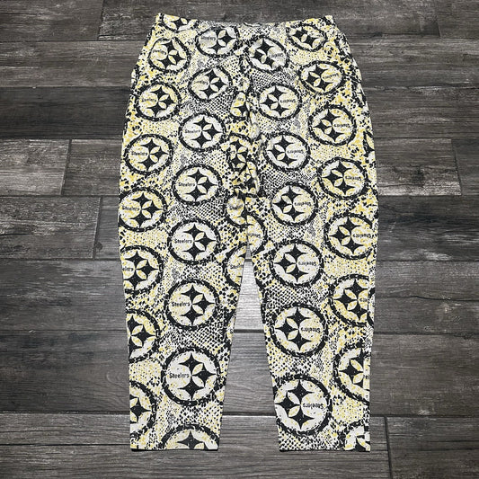 VTG ZUBAZ PITTSBURGH STEELERS AOP ALL OVER PRINT SWEATS PANTS SZ L BLACK YELLOW Yesterday's Fits Clothing Fashion Vintage Streetwear Fashion Item