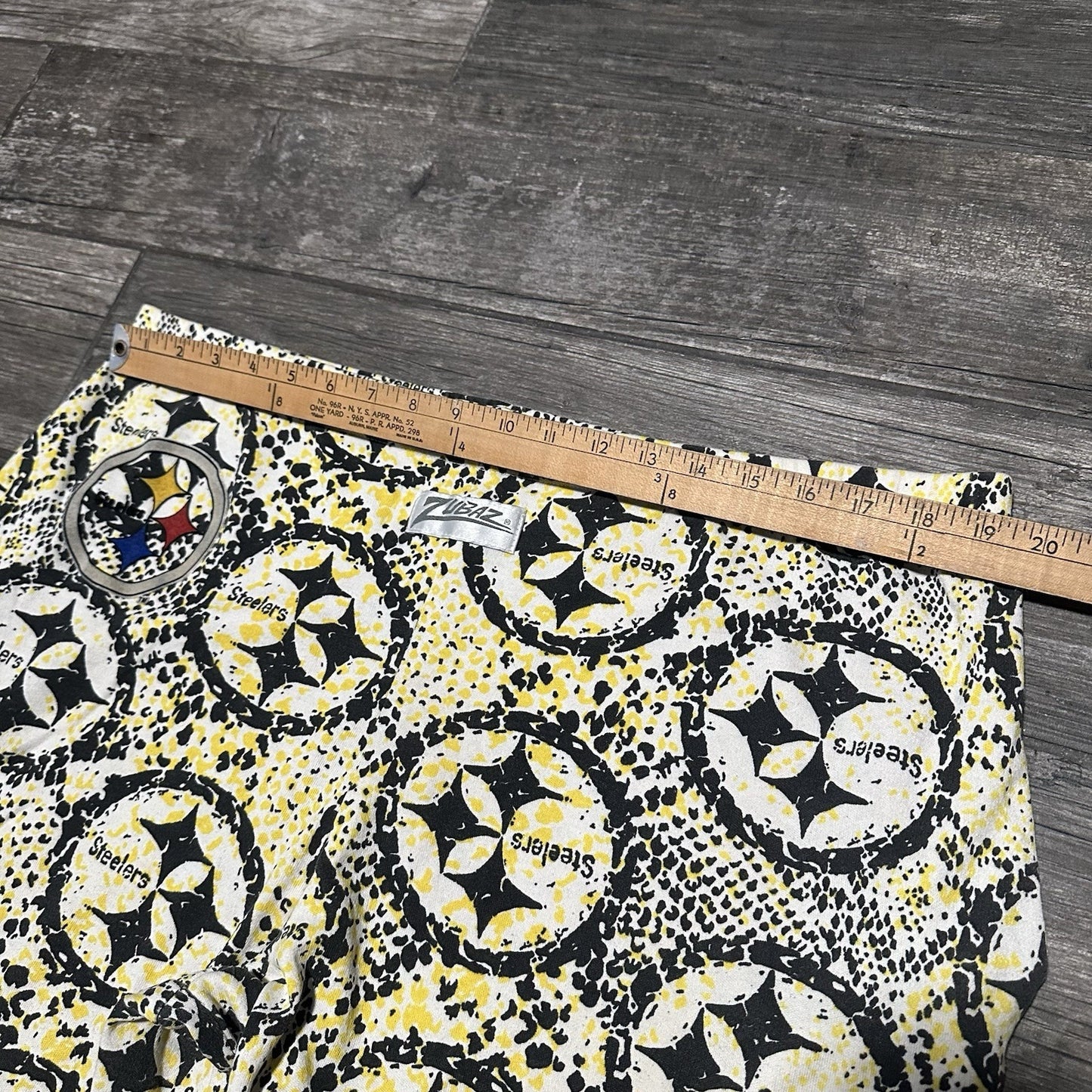 VTG ZUBAZ PITTSBURGH STEELERS AOP ALL OVER PRINT SWEATS PANTS SZ L BLACK YELLOW Yesterday's Fits Clothing Fashion Vintage Streetwear Fashion Item