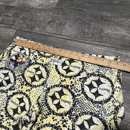 VTG ZUBAZ PITTSBURGH STEELERS AOP ALL OVER PRINT SWEATS PANTS SZ L BLACK YELLOW Yesterday's Fits Clothing Fashion Vintage Streetwear Fashion Item