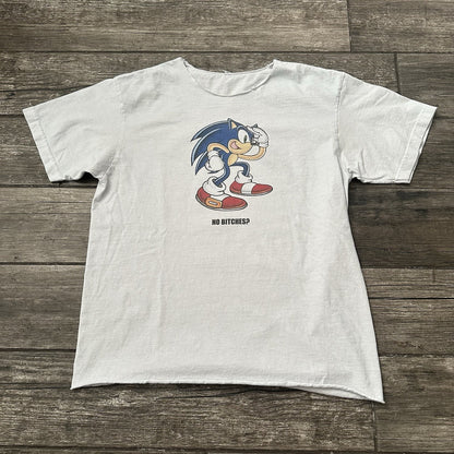 CARTOON SONIC THE HEDGEHOG NO B*TCHES? PARODY WHITE CHOPPED T-SHIRT