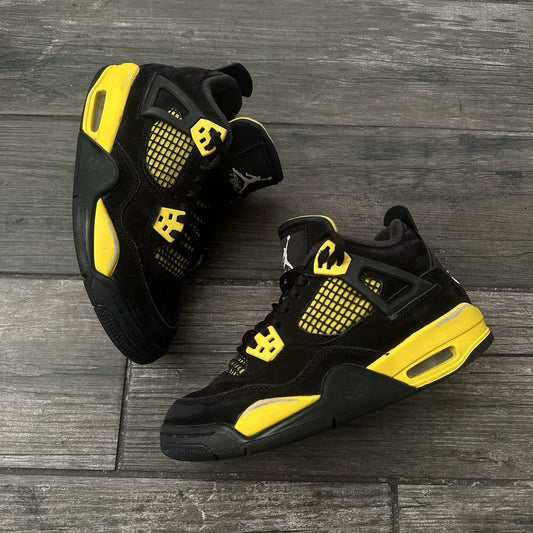 2023 AIR JORDAN 4 THUNDER BLACK YELLOW 408452-017 GS SZ 4.5Y NO BOX SNEAKERS Yesterday's Fits Clothing Fashion Vintage Streetwear Fashion Item