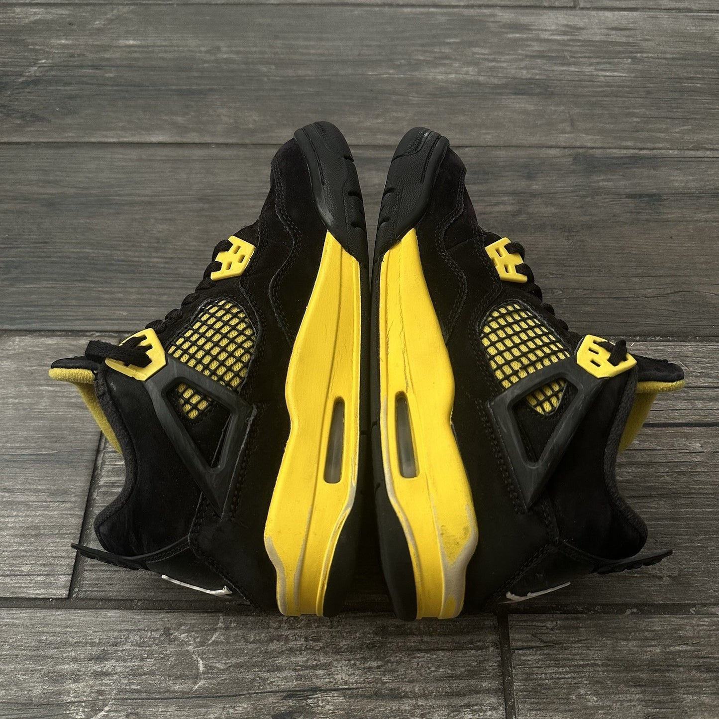 2023 AIR JORDAN 4 THUNDER BLACK YELLOW 408452-017 GS SZ 4.5Y NO BOX SNEAKERS