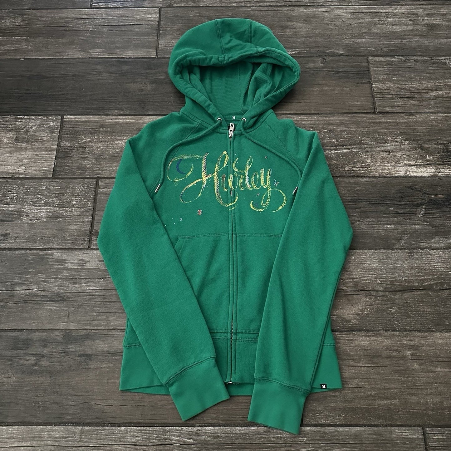 Y2K HURLEY SURF ZIP UP GREEN HOODIE SWEATSHIRT SZ WMNS XS SKATE DRAWSTRING Yesterday's Fits Clothing Fashion Vintage Streetwear Fashion Item