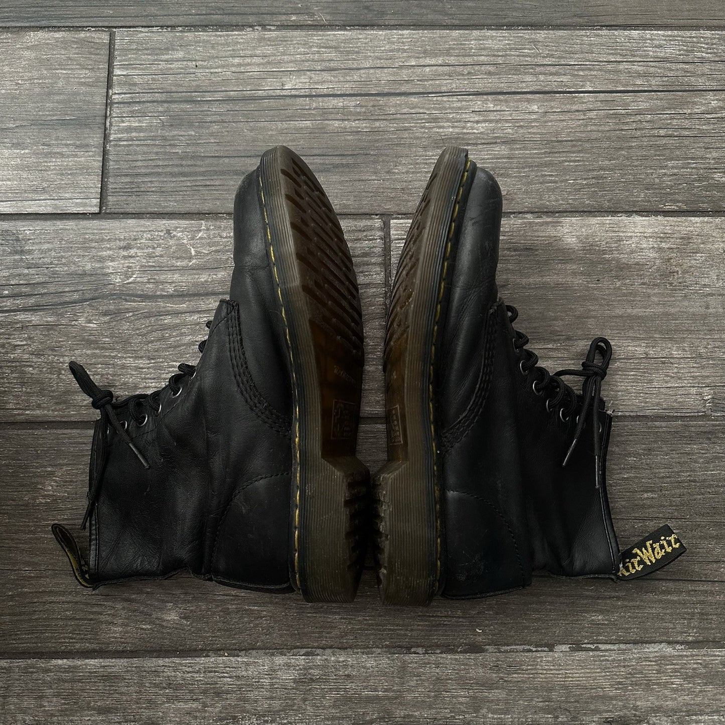 VTG DR MARTENS ORIGINAL BOOTS BLACK LEATHER DISTRESSED FITS SZ 8 NO BOX Yesterday's Fits Clothing Fashion Vintage Streetwear Fashion Item