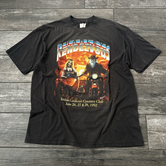 VTG 1992 HARLEY-DAVIDSON RENDEVOUS BIKE RALLY THIN T-SHIRT SZ XL INDIAN LOOKOUT Yesterday's Fits Clothing Fashion Vintage Streetwear Fashion Item