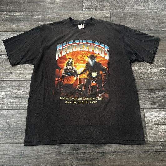 VTG 1992 HARLEY-DAVIDSON RENDEVOUS BIKE RALLY THIN T-SHIRT SZ XL INDIAN LOOKOUT Yesterday's Fits Clothing Fashion Vintage Streetwear Fashion Item