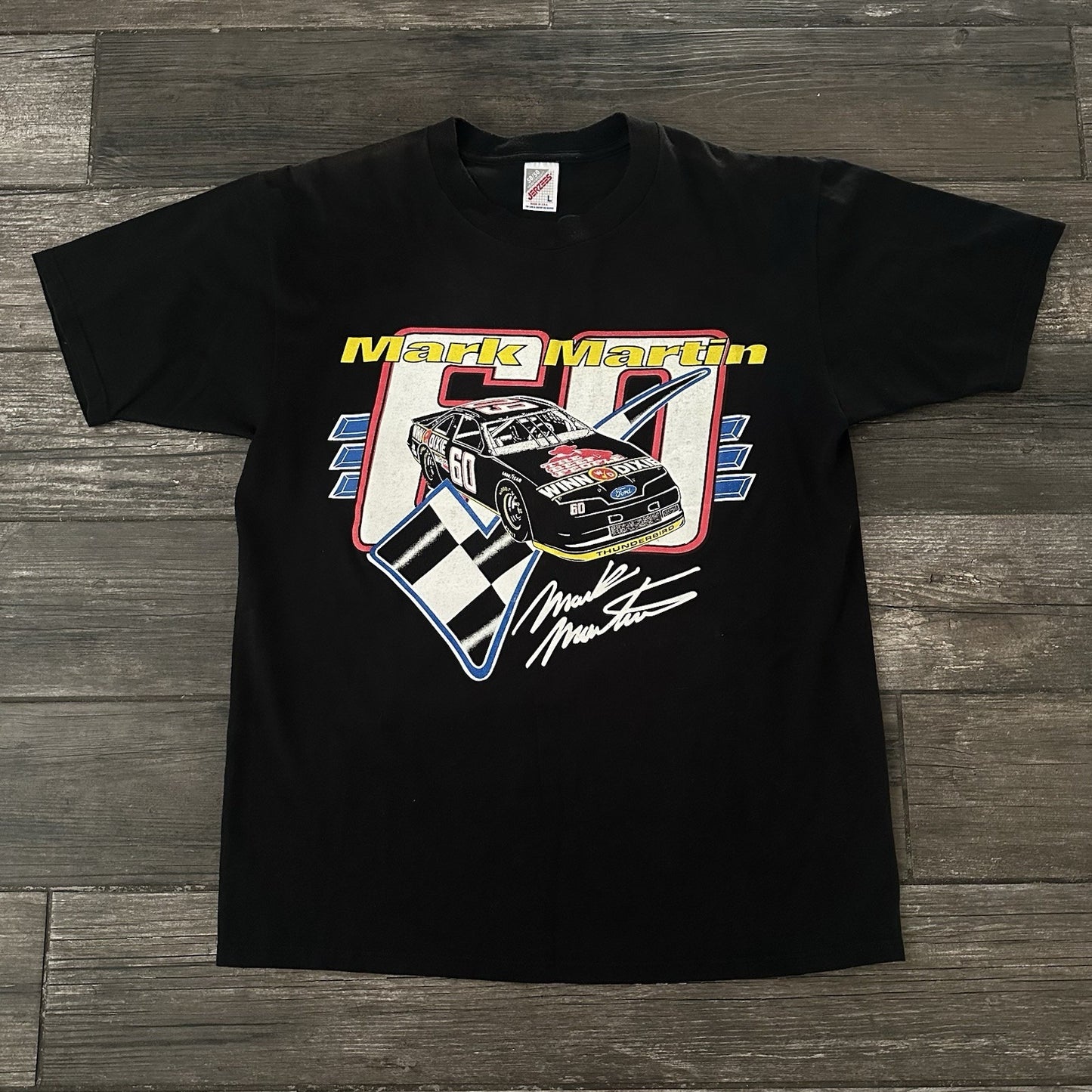 VTG NASCAR MARK MARTIN RACING BLACK T-SHIRT TEE L USA FOTL SHORT SLEEVE GRAPHIC Yesterday's Fits Clothing Fashion Vintage Streetwear Fashion Item