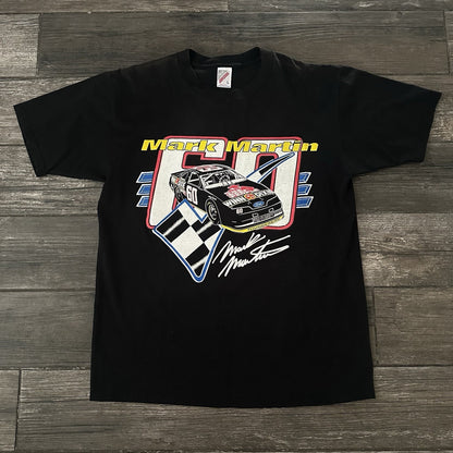 VTG NASCAR MARK MARTIN RACING BLACK T-SHIRT TEE L USA FOTL SHORT SLEEVE GRAPHIC Yesterday's Fits Clothing Fashion Vintage Streetwear Fashion Item