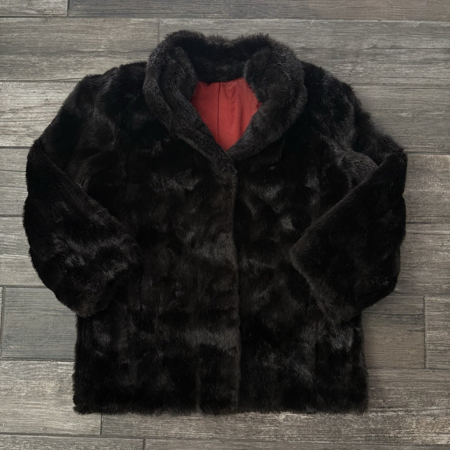 VTG 70'S USA MADE MINK FUR COAT DARK BROWN RED LINING FITS SZ L/XL WMNS Yesterday's Fits Clothing Fashion Vintage Streetwear Fashion Item