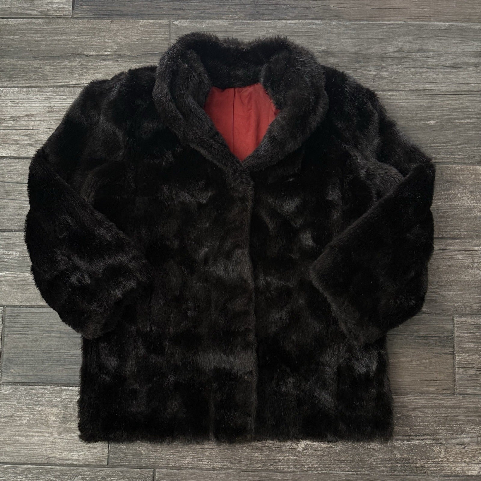 VTG 70'S USA MADE MINK FUR COAT DARK BROWN RED LINING FITS SZ L/XL WMNS Yesterday's Fits Clothing Fashion Vintage Streetwear Fashion Item