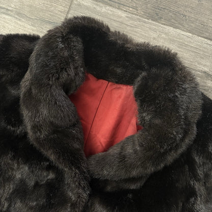 VTG 70'S USA MADE MINK FUR COAT DARK BROWN RED LINING FITS SZ L/XL WMNS Yesterday's Fits Clothing Fashion Vintage Streetwear Fashion Item