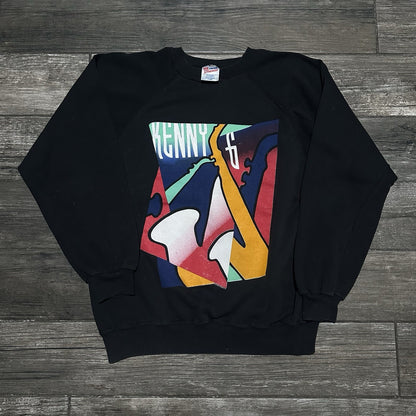 VTG 1990 KENNY G BLACK CREWNECK SWEATSHIRT MUSIC CONCERT PROMO SZ XL Yesterday's Fits Clothing Fashion Vintage Streetwear Fashion Item
