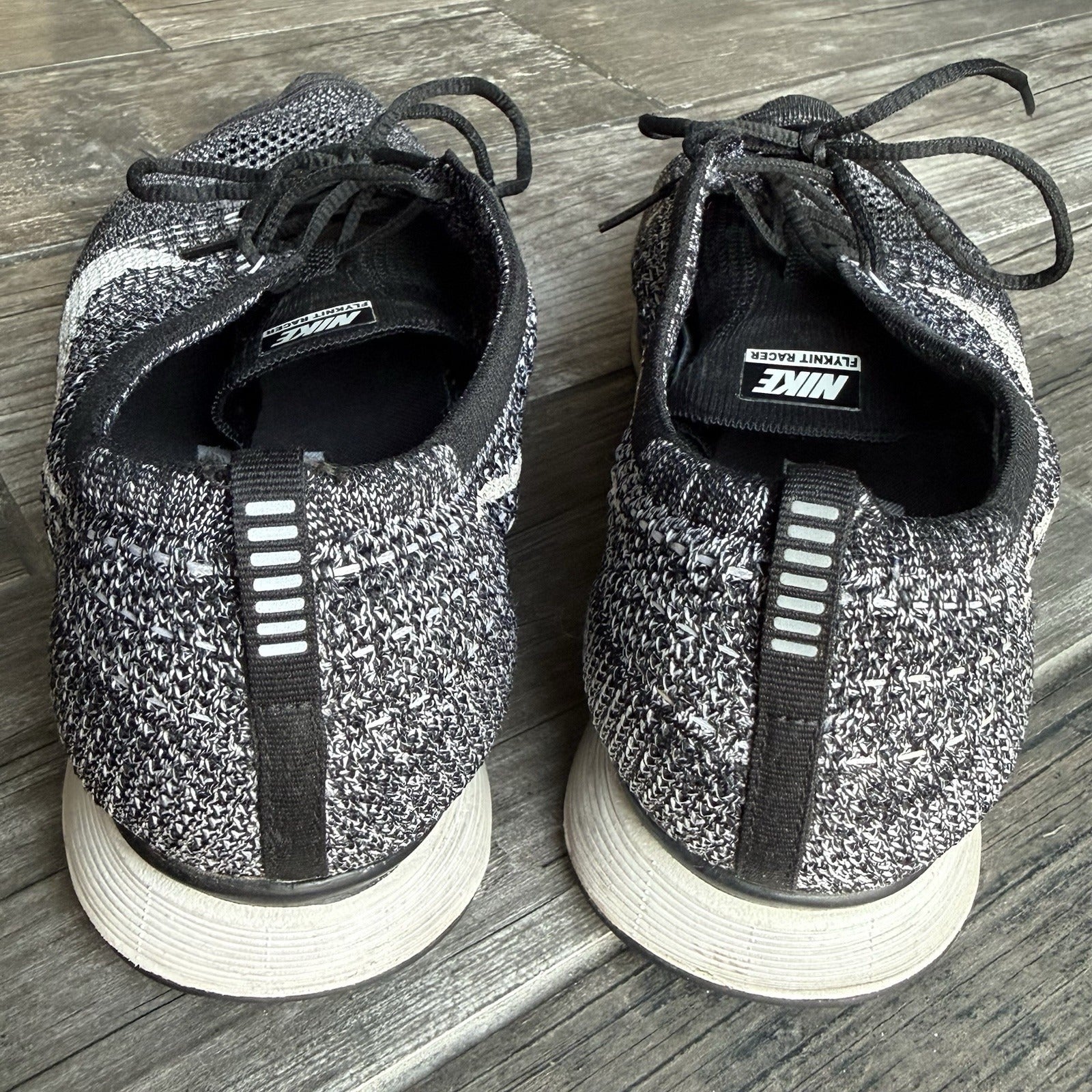 NIKE FLYKNIT RACER 2.0 OREO BLACK WHITE RUNNING SHOES MEN'S SZ 15 526628-101 Yesterday's Fits Clothing Fashion Vintage Streetwear Fashion Item