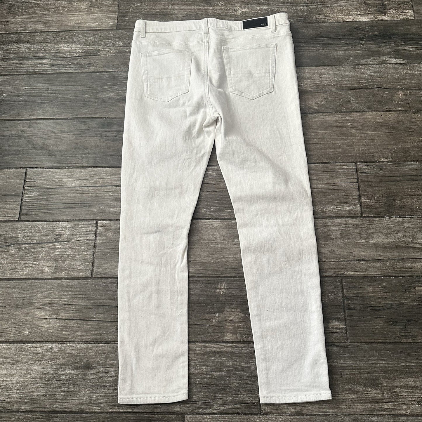 AMIRI RIP-&-REPAIR MX1 WHITE DISTRESSED JEANS SKINNY SZ 38 RHINESTONE JEWEL (J) Yesterday's Fits Clothing Fashion Vintage Streetwear Fashion Item