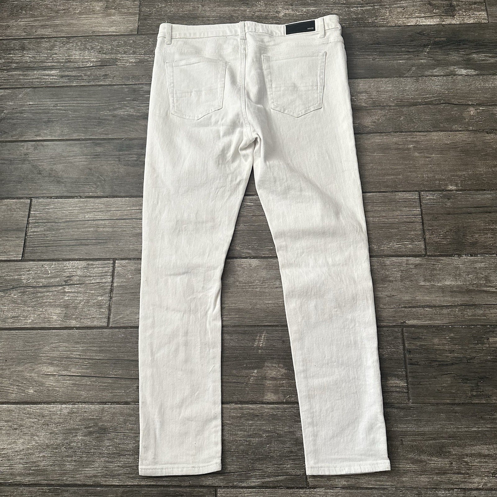 AMIRI RIP-&-REPAIR MX1 WHITE DISTRESSED JEANS SKINNY SZ 38 RHINESTONE JEWEL (J) Yesterday's Fits Clothing Fashion Vintage Streetwear Fashion Item
