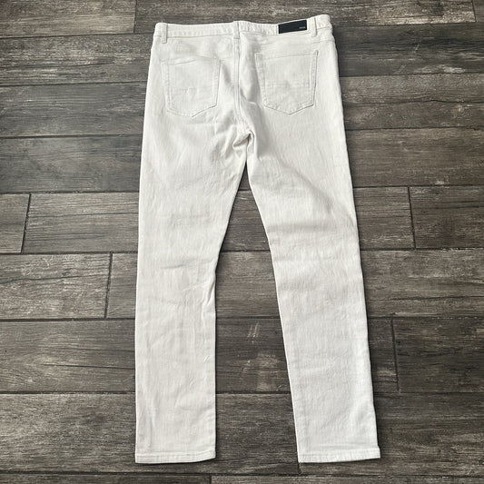 AMIRI RIP-&-REPAIR MX1 WHITE DISTRESSED JEANS SKINNY SZ 38 RHINESTONE JEWEL (J) Yesterday's Fits Clothing Fashion Vintage Streetwear Fashion Item
