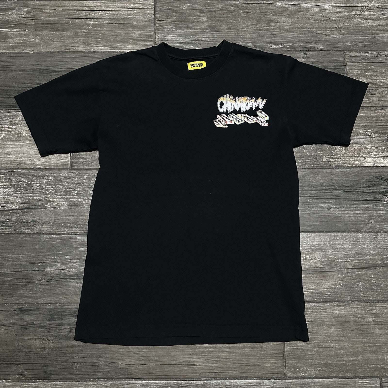 CHINATOWN MARKET BLOCK T-SHIRT BLACK GRAPHIC TEE SZ M STREETWEAR SKATE Yesterday's Fits Clothing Fashion Vintage Streetwear Fashion Item