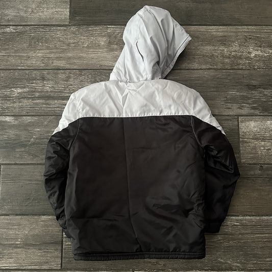 VTG Y2K NIKE FULL ZIP WINTER PUFFER JACKET COAT HOODED SZ YOUTH 7 BLACK GREY Yesterday's Fits Clothing Fashion Vintage Streetwear Fashion Item
