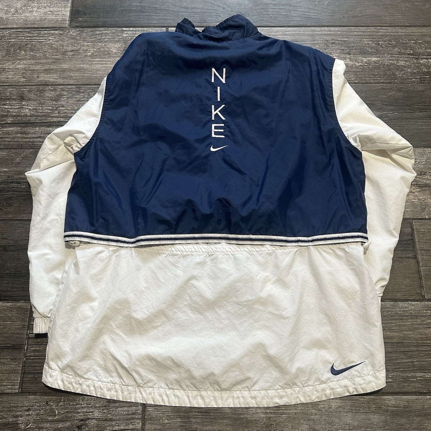 Y2K NIKE BLUE WHITE WINDBREAKER JACKET WOMEN'S SZ M SILVER TAG OVERSIZED Yesterday's Fits Clothing Fashion Vintage Streetwear Fashion Item