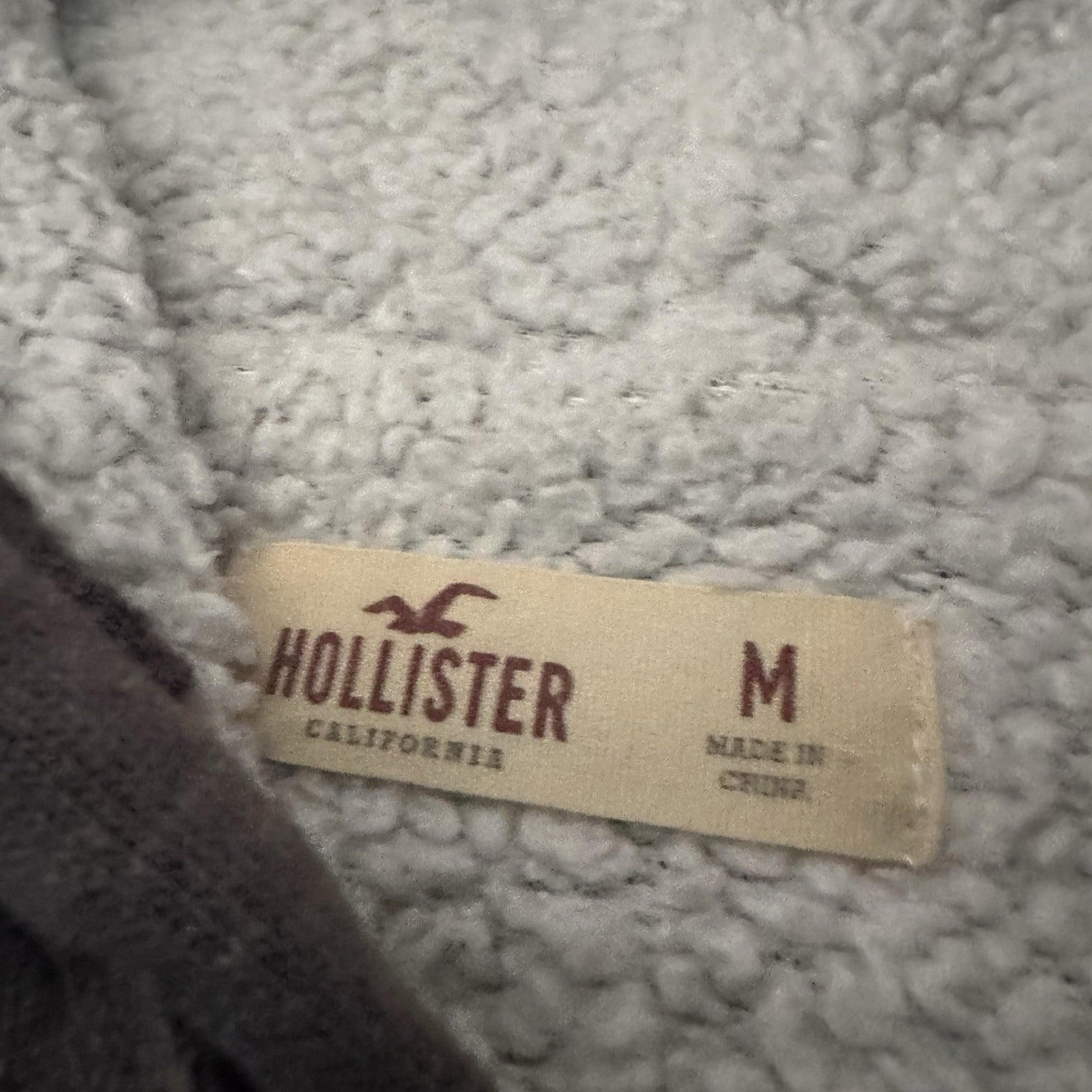 Y2K HOLLISTER FLEECE SHERPA LINED HOODIE SWEATSHIRT FULL ZIP GREY SZ M Yesterday's Fits Clothing Fashion Vintage Streetwear Fashion Item