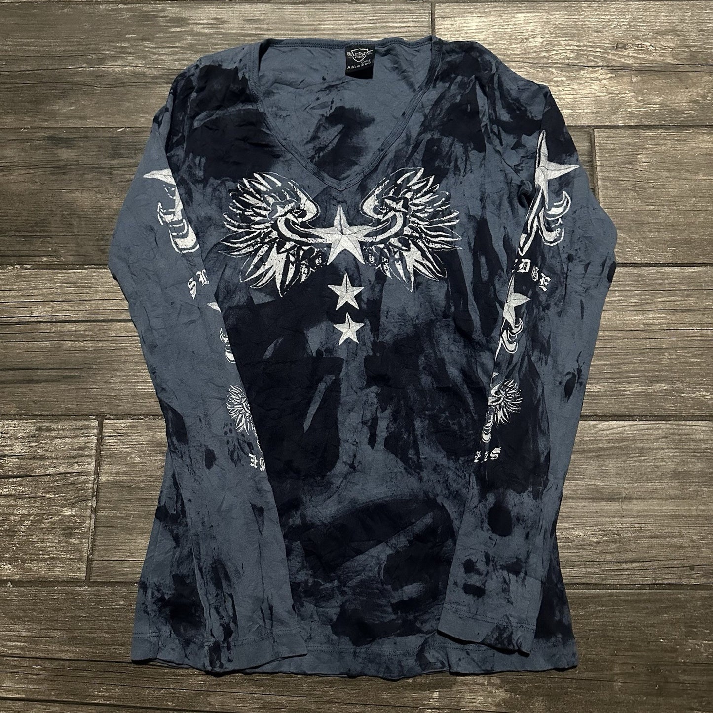 Y2K SLEDGE USA A NEW KIND BLUE TIE-DYE LONG SLEEVE SHIRT GRUNGE BABY DOLL SZ L Yesterday's Fits Clothing Fashion Vintage Streetwear Fashion Item