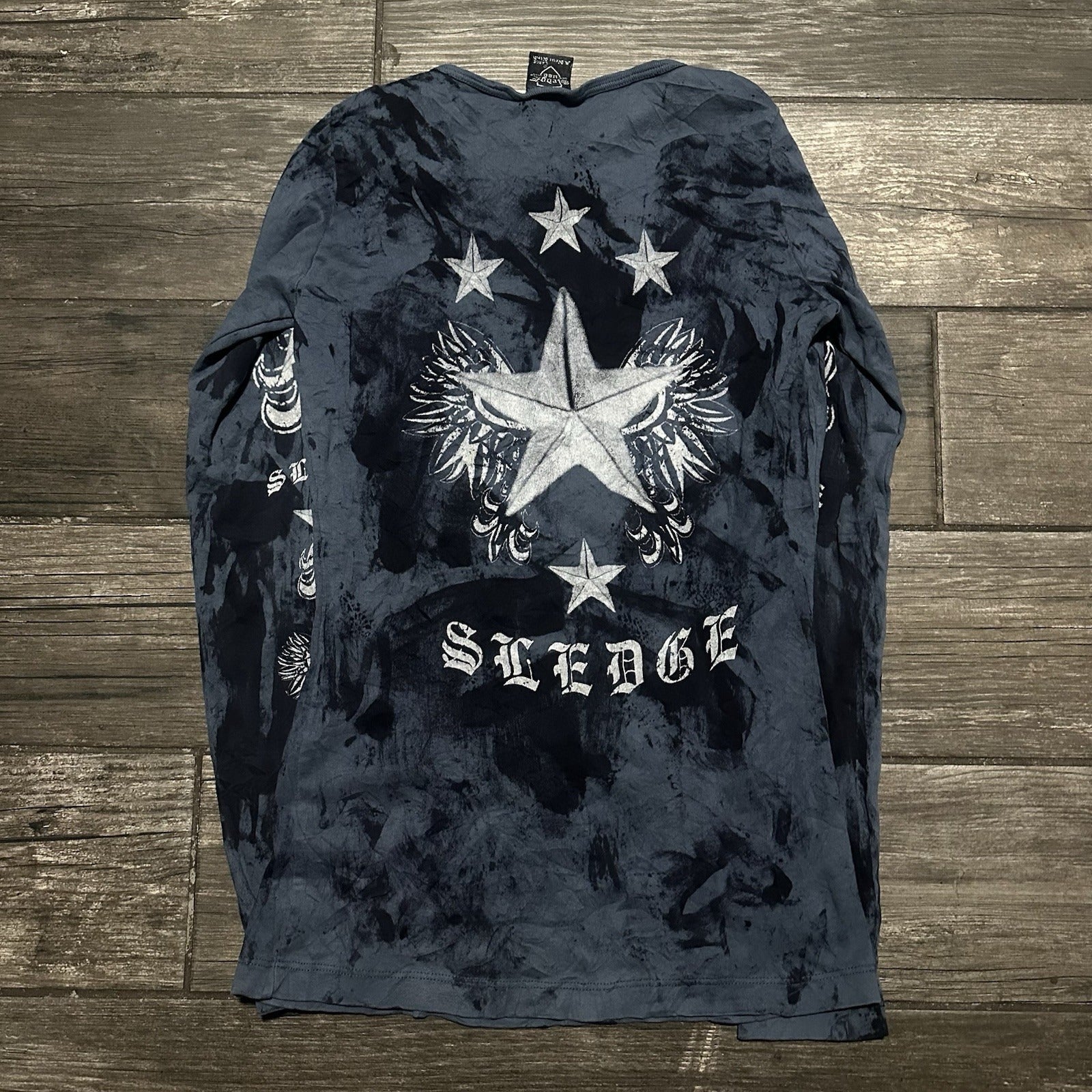 Y2K SLEDGE USA A NEW KIND BLUE TIE-DYE LONG SLEEVE SHIRT GRUNGE BABY DOLL SZ L Yesterday's Fits Clothing Fashion Vintage Streetwear Fashion Item