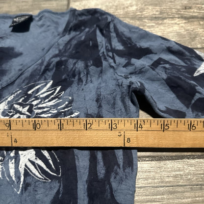 Y2K SLEDGE USA A NEW KIND BLUE TIE-DYE LONG SLEEVE SHIRT GRUNGE BABY DOLL SZ L Yesterday's Fits Clothing Fashion Vintage Streetwear Fashion Item