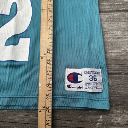VTG CHAMPION CHARLOTTE HORNETS LARRY JOHNSON TEAL BASKETBALL JERSEY SZ S 36 Yesterday's Fits Clothing Fashion Vintage Streetwear Fashion Item
