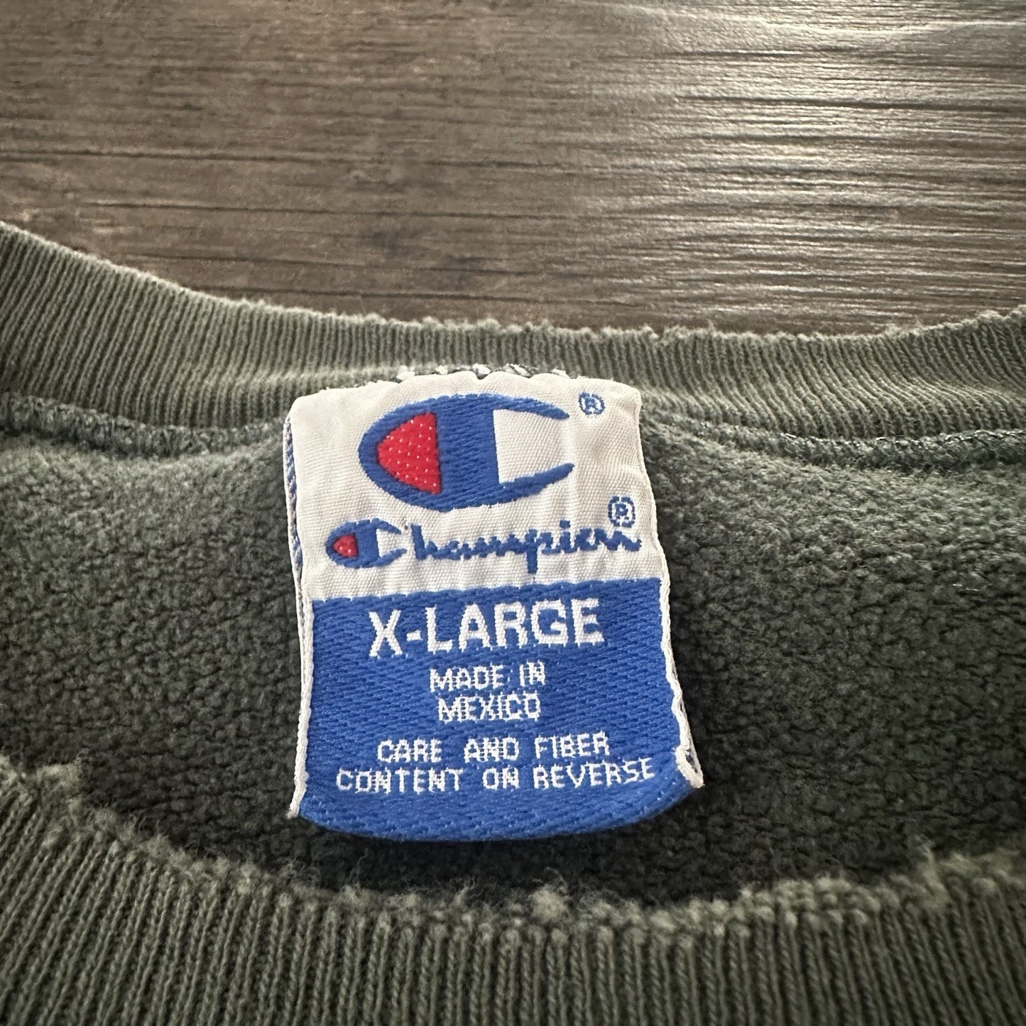 VTG 90s CHAMPION DISTRESSED FOREST GREEN CREWNECK SWEATSHIRT SZ XL CURSIVE Yesterday's Fits Clothing Fashion Vintage Streetwear Fashion Item