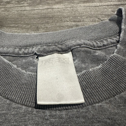 VTG FOX MOTORSPORTS GREY FADED DISTRESSED FLAMES LOGO T-SHIRT BAGGY FADE Yesterday's Fits Clothing Fashion Vintage Streetwear Fashion Item