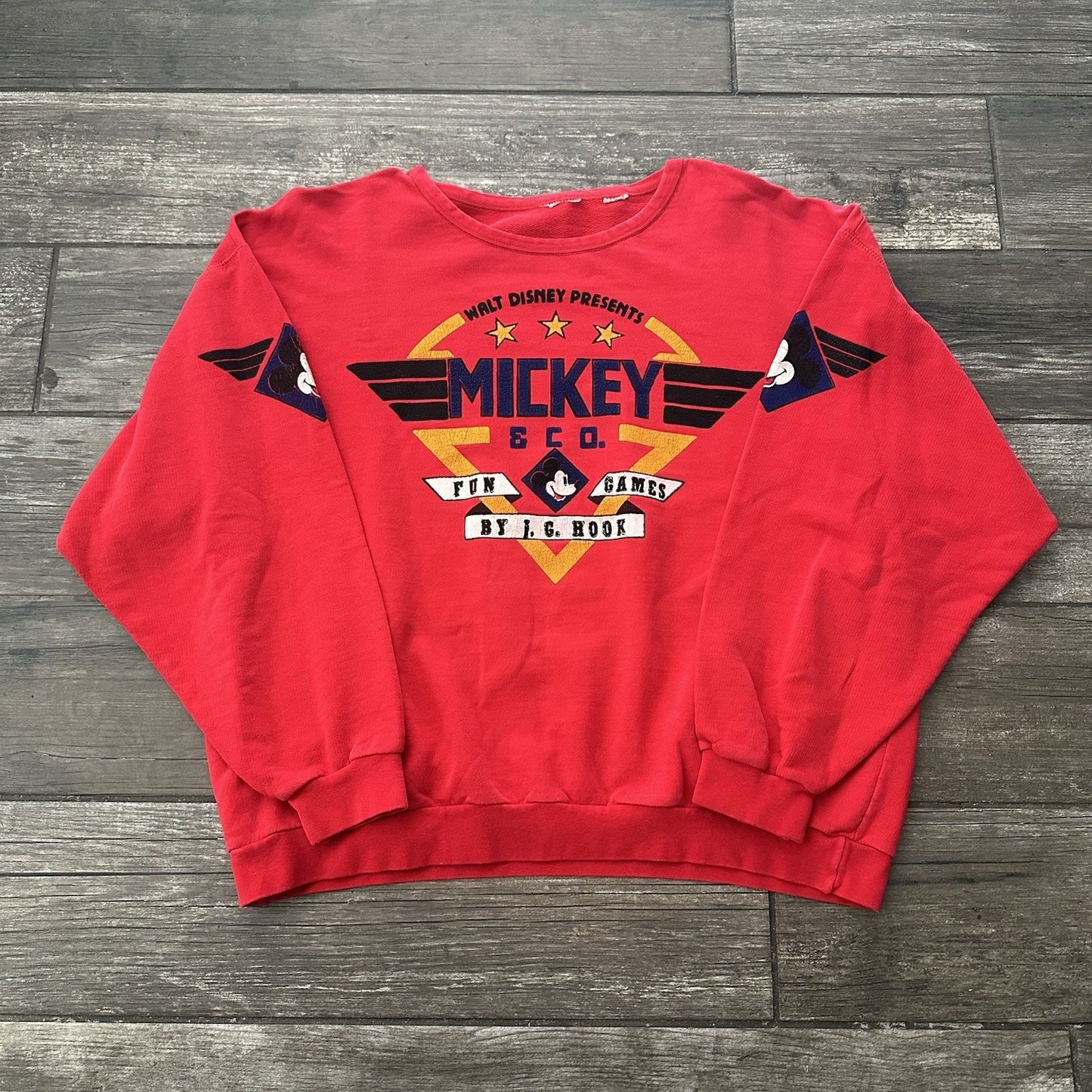 VTG 80s DISNEY MICKEY MOUSE RED PULLOVER SWEATSHIRT FITS SZ M JG HOOK Yesterday's Fits Clothing Fashion Vintage Streetwear Fashion Item