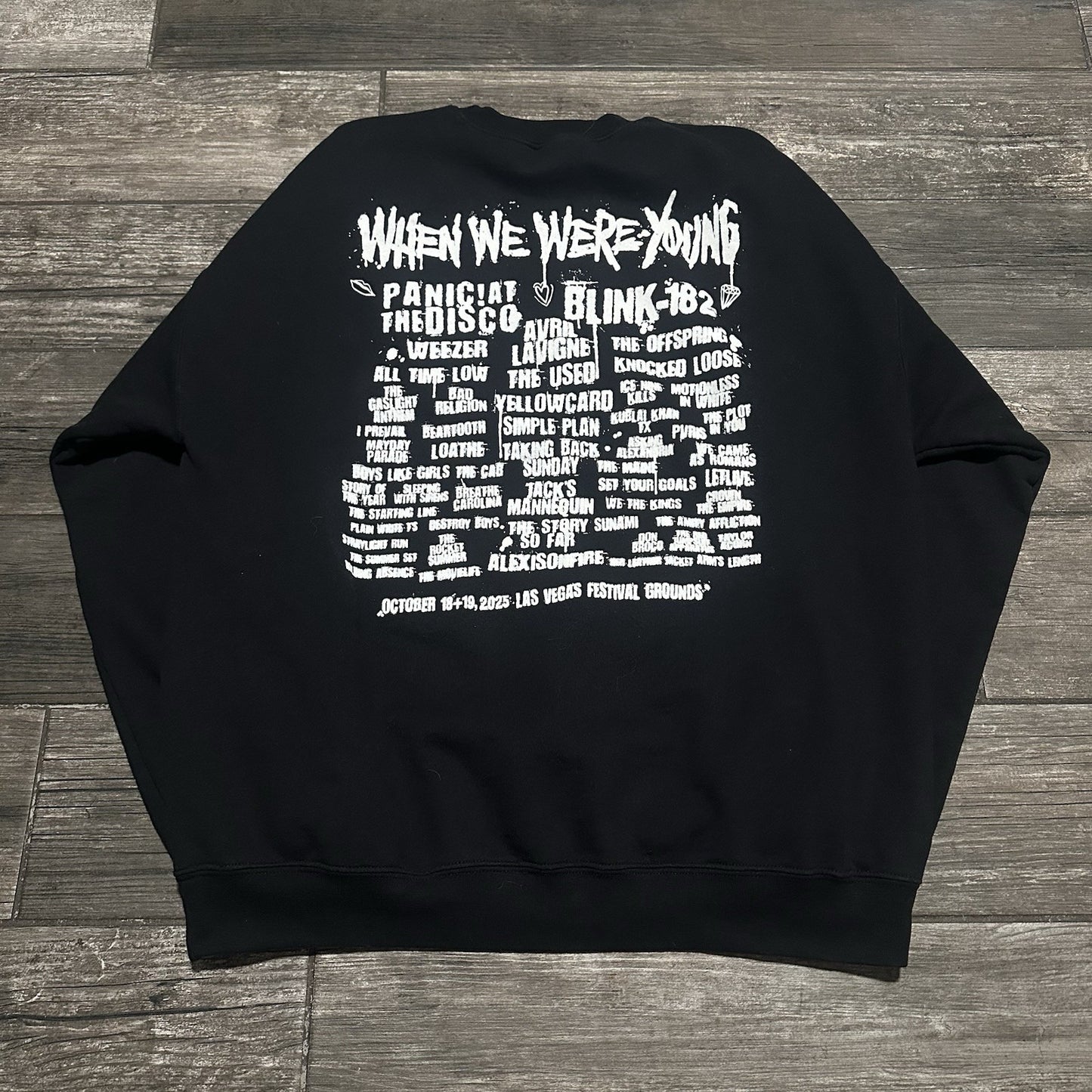 2025 WHEN WE WERE YOUNG EMO FESTIVAL LAS VEGAS SWEATSHIRT BLACK XL BLINK-182 Yesterday's Fits Clothing Fashion Vintage Streetwear Fashion Item
