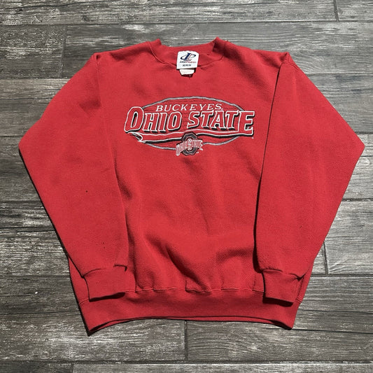 VTG 90s LOGO ATHLETIC OHIO STATE BUCKEYES RED PULLOVER SWEATSHIRT SZ L Yesterday's Fits Clothing Fashion Vintage Streetwear Fashion Item