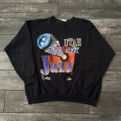 VTG 90s SPECTATOR UTAH JAZZ NBA BASKETBALL BLACK SWEATSHIRT XL USA GRAPHIC Yesterday's Fits Clothing Fashion Vintage Streetwear Fashion Item