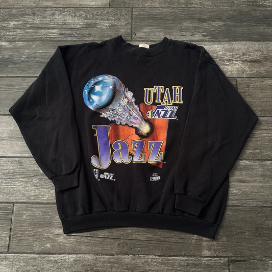 VTG 90s SPECTATOR UTAH JAZZ NBA BASKETBALL BLACK SWEATSHIRT XL USA GRAPHIC Yesterday's Fits Clothing Fashion Vintage Streetwear Fashion Item