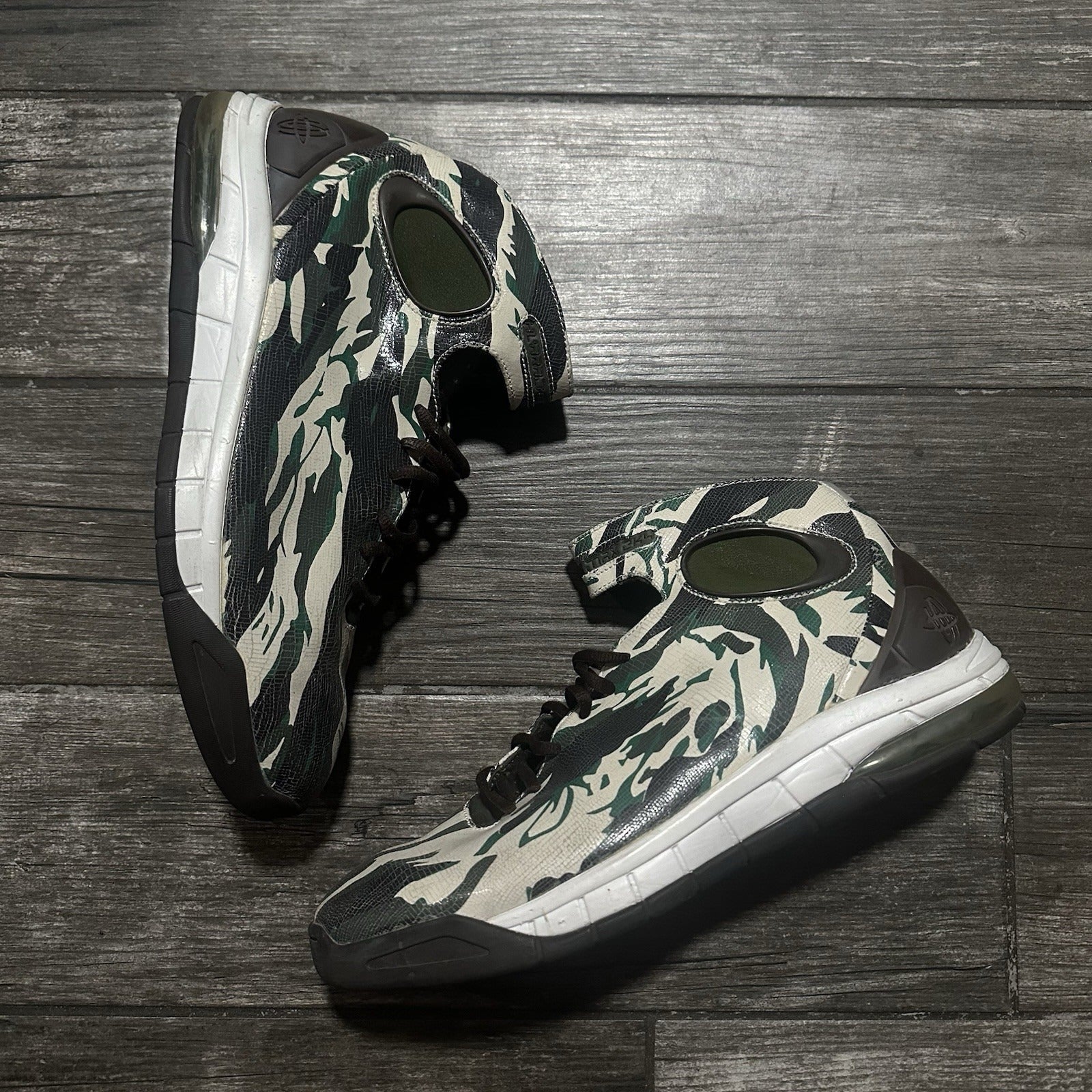 NIKE MAX AIR HIGH CAMO 312554 121 GREEN BLACK WHITE NO BOX SZ 13 SNEAKERS Yesterday's Fits Clothing Fashion Vintage Streetwear Fashion Item