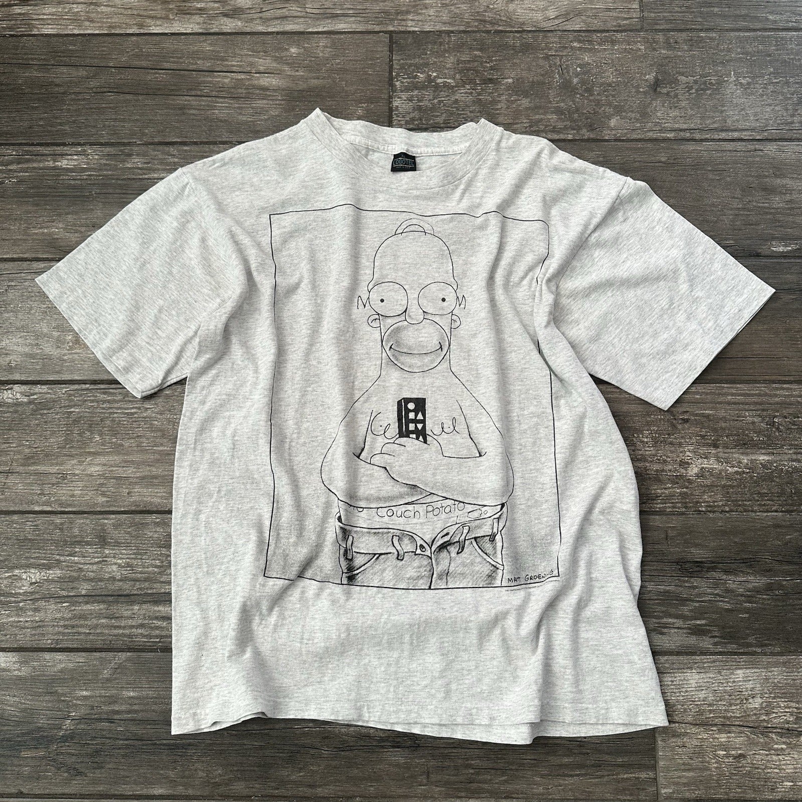 VTG 1994 THE SIMPSONS HOMER CARTOON COUCH POTATO COMIC T-SHIRT GREY SZ XL Yesterday's Fits Clothing Fashion Vintage Streetwear Fashion Item
