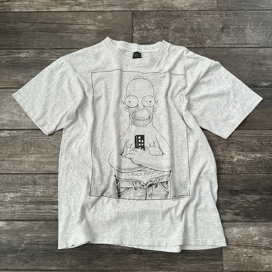 VTG 1994 THE SIMPSONS HOMER CARTOON COUCH POTATO COMIC T-SHIRT GREY SZ XL Yesterday's Fits Clothing Fashion Vintage Streetwear Fashion Item