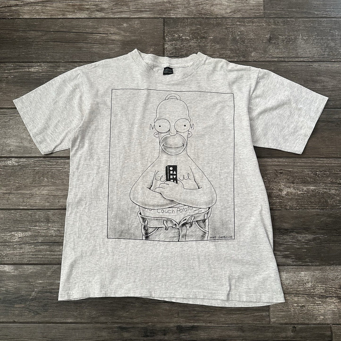 VTG 1994 THE SIMPSONS HOMER CARTOON COUCH POTATO COMIC T-SHIRT GREY SZ XL Yesterday's Fits Clothing Fashion Vintage Streetwear Fashion Item