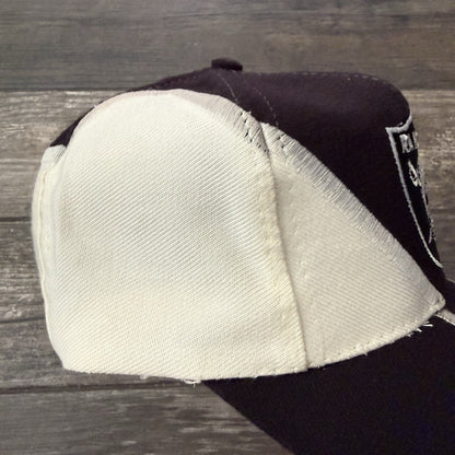 VTG DREW PEARSON RAIDERS JAGGED BOLT BLACK WHITE SILVER SNAPBACK HAT WOOL BLEND Yesterday's Fits Clothing Fashion Vintage Streetwear Fashion Item