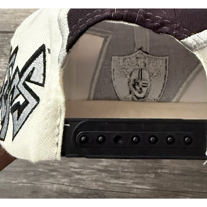 VTG DREW PEARSON RAIDERS JAGGED BOLT BLACK WHITE SILVER SNAPBACK HAT WOOL BLEND Yesterday's Fits Clothing Fashion Vintage Streetwear Fashion Item