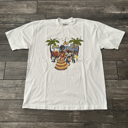 BUENO IT MEANS GOOD WHITE T-SHIRT TEE SZ XL DANCE DANCING SHORT SLEEVE Yesterday's Fits Clothing Fashion Vintage Streetwear Fashion Item