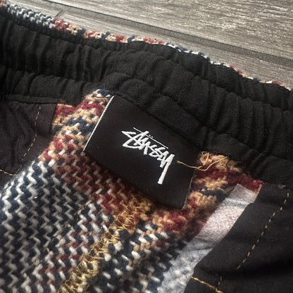 STUSSY LOOSE BRYAN PANT PLAID GREY RED BLACK HEAVYWEIGHT SZ XL BAGGY (J) Yesterday's Fits Clothing Fashion Vintage Streetwear Fashion Item