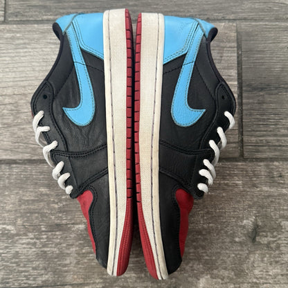 WMNS AIR JORDAN 1 LOW NC TO CHI CZ0775-046 6.5 PREOWNED NO BOX BLUE RED BLACK Yesterday's Fits Clothing Fashion Vintage Streetwear Fashion Item