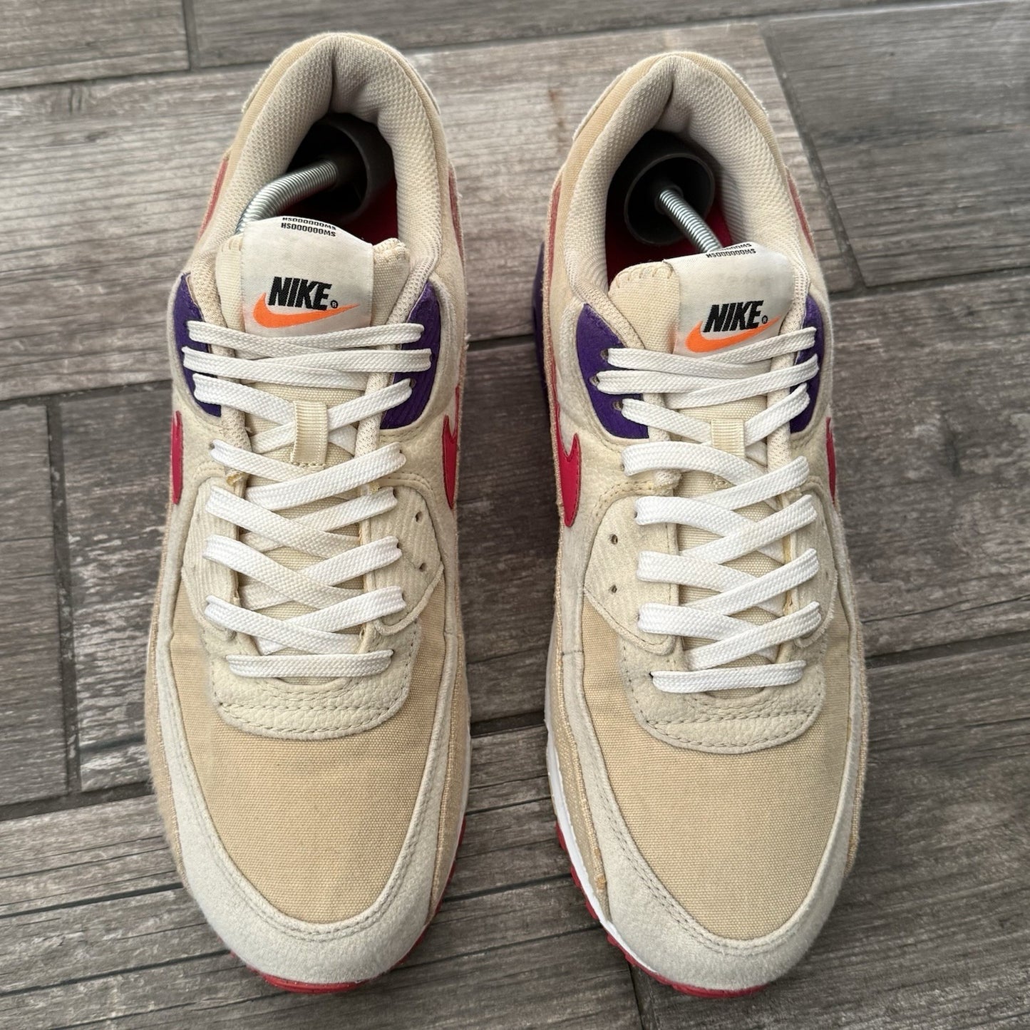 NIKE AIR MAX 90 SPRUNG SESAME DM8171-200 TAN BEIGE PURPLE PINK WMNS SZ 11 NO BOX Yesterday's Fits Clothing Fashion Vintage Streetwear Fashion Item