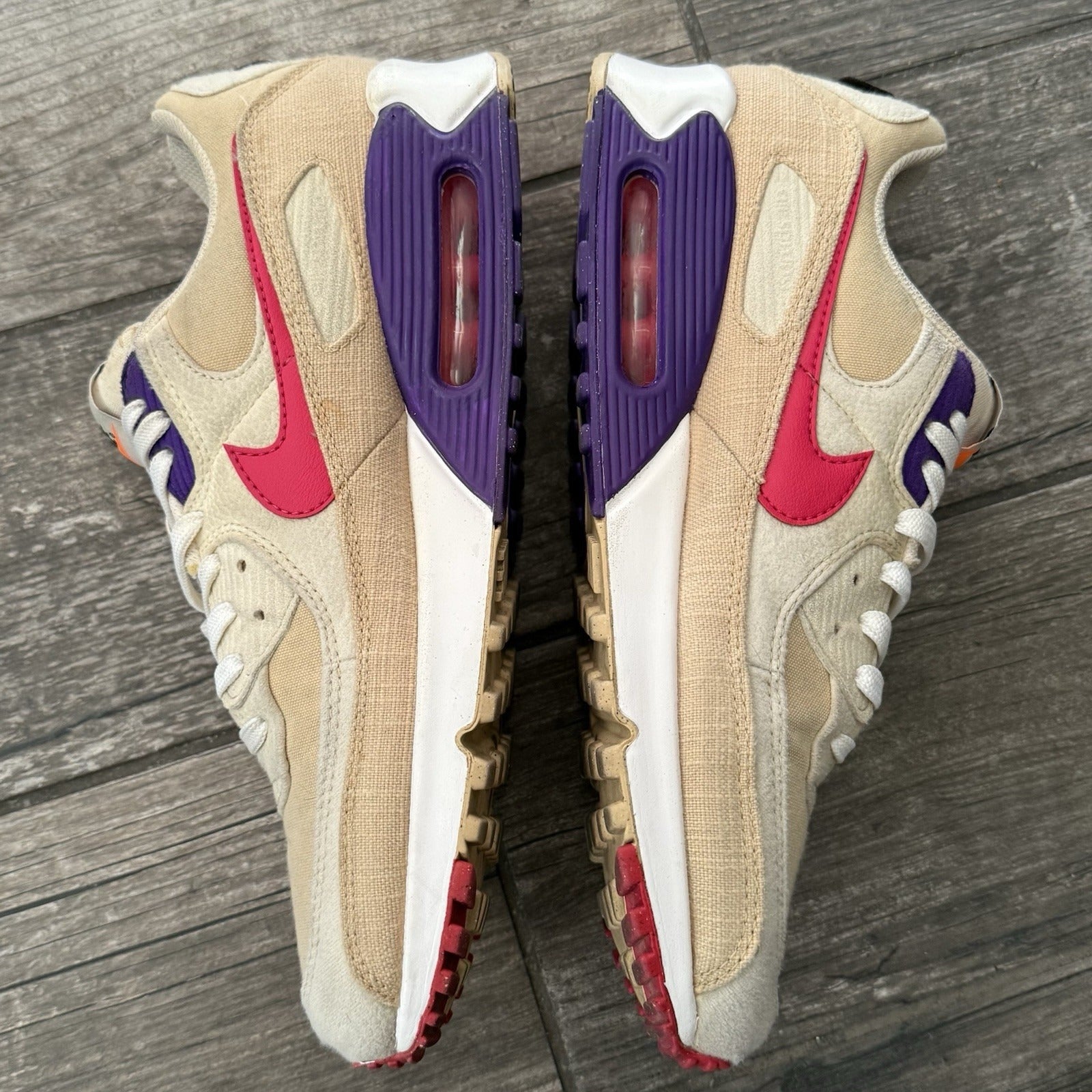 NIKE AIR MAX 90 SPRUNG SESAME DM8171-200 TAN BEIGE PURPLE PINK WMNS SZ 11 NO BOX Yesterday's Fits Clothing Fashion Vintage Streetwear Fashion Item