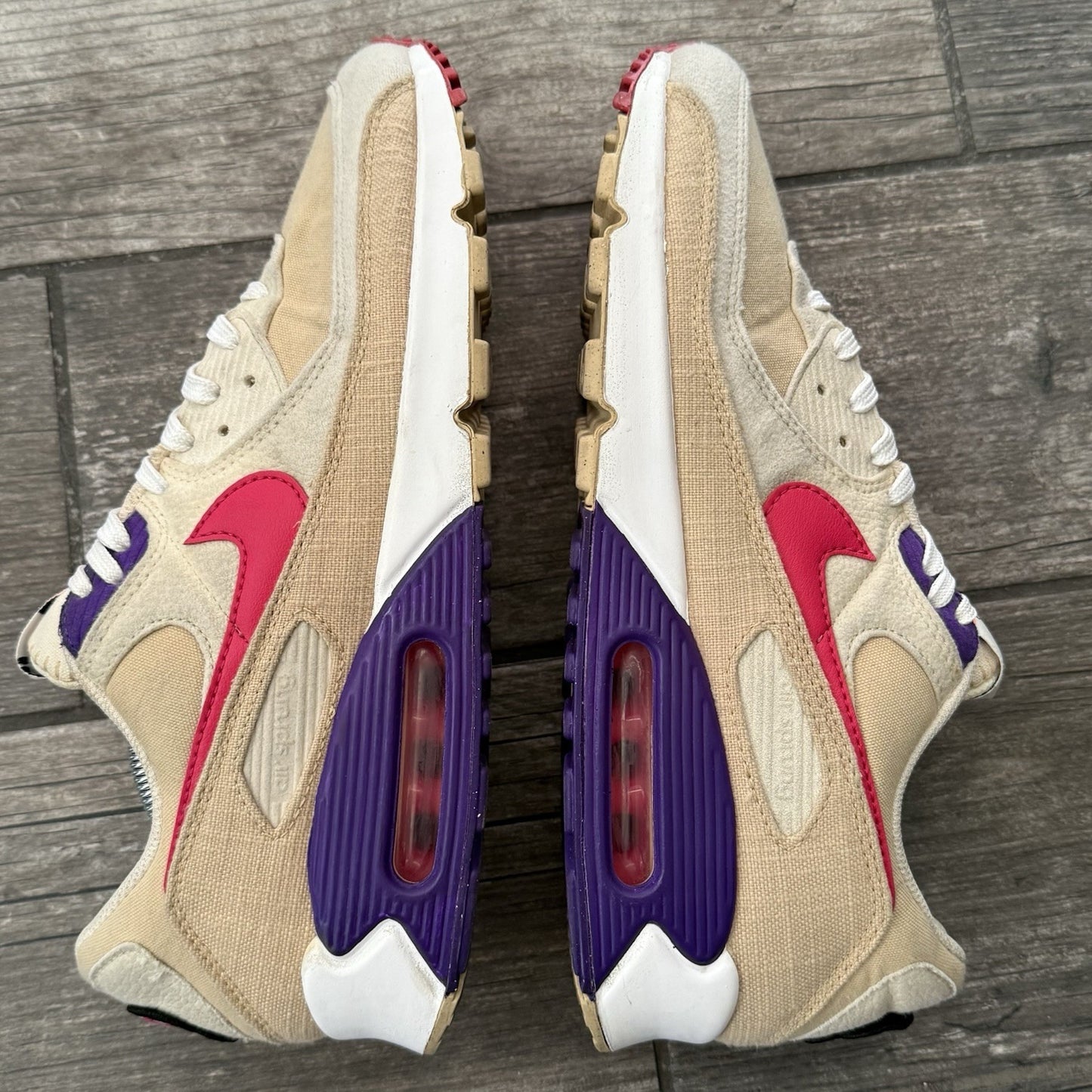 NIKE AIR MAX 90 SPRUNG SESAME DM8171-200 TAN BEIGE PURPLE PINK WMNS SZ 11 NO BOX Yesterday's Fits Clothing Fashion Vintage Streetwear Fashion Item