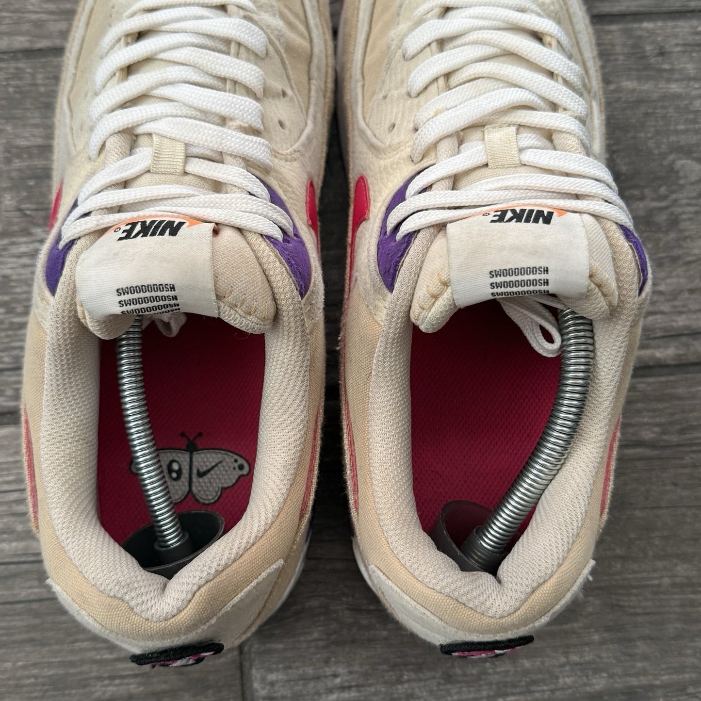 NIKE AIR MAX 90 SPRUNG SESAME DM8171-200 TAN BEIGE PURPLE PINK WMNS SZ 11 NO BOX Yesterday's Fits Clothing Fashion Vintage Streetwear Fashion Item