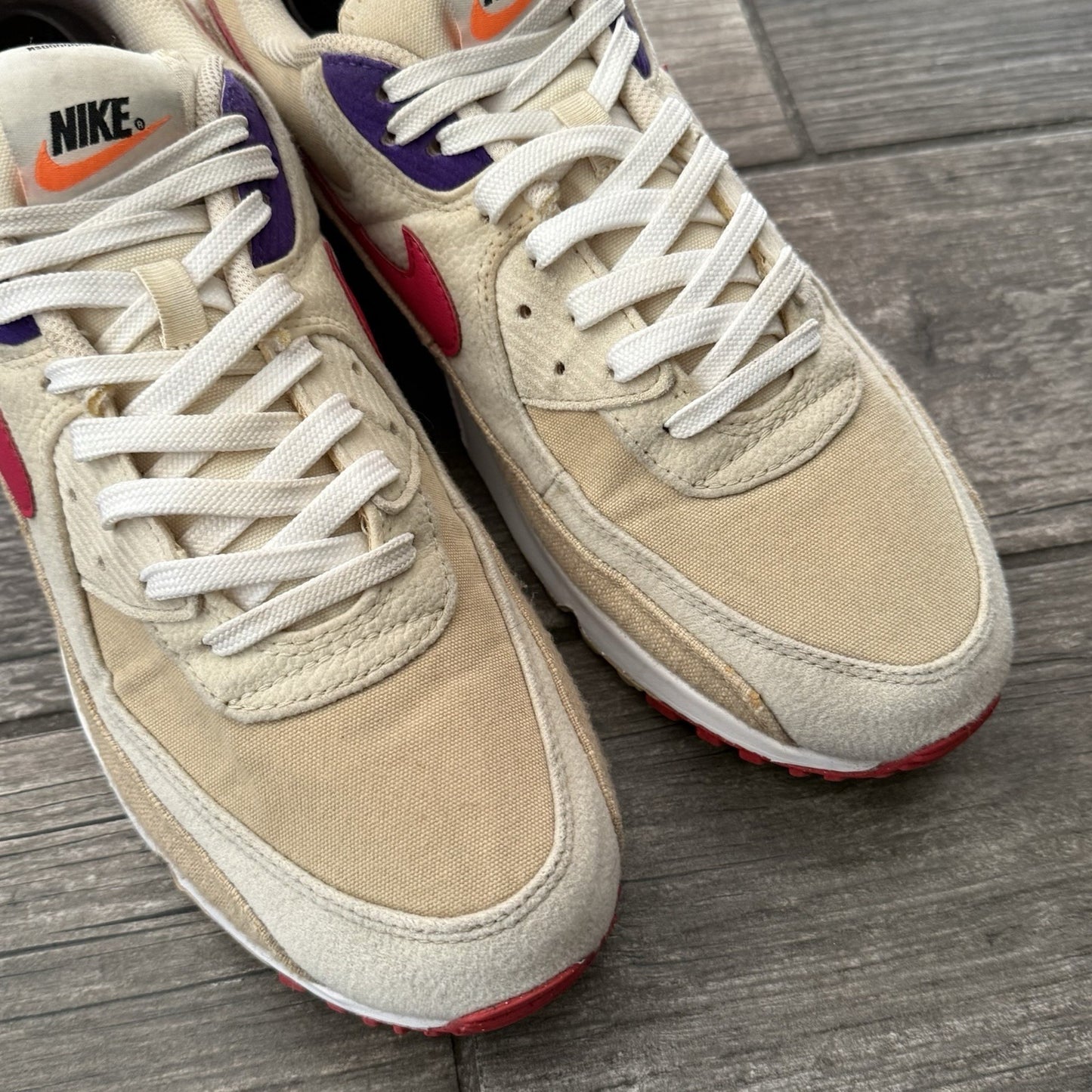 NIKE AIR MAX 90 SPRUNG SESAME DM8171-200 TAN BEIGE PURPLE PINK WMNS SZ 11 NO BOX Yesterday's Fits Clothing Fashion Vintage Streetwear Fashion Item
