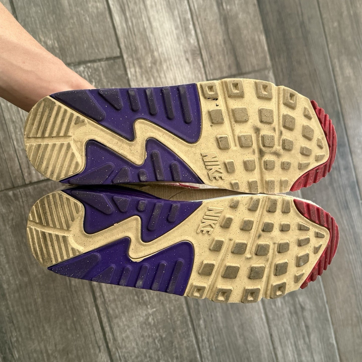 NIKE AIR MAX 90 SPRUNG SESAME DM8171-200 TAN BEIGE PURPLE PINK WMNS SZ 11 NO BOX Yesterday's Fits Clothing Fashion Vintage Streetwear Fashion Item